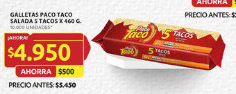 Ara GALLETAS PACO TACO SALADA 5 TACOS X 460 G. oferta