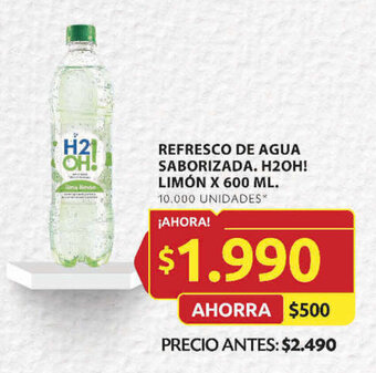 Ara REFRESCO DE AGUA SABORIZADA. H2OH! LIMÓN X 600 ML. oferta