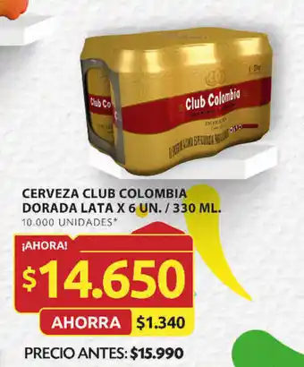 Ara CERVEZA CLUB COLOMBIA DORADA LATA X 6 UN. / 330 ML. oferta