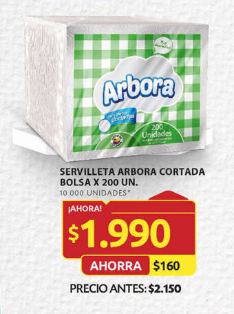 Ara SERVILLETA ARBORA CORTADA BOLSA X 200 UN. oferta