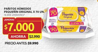 Ara PAÑITOS HÚMEDOS PEQUEÑÍN ORIGINAL X 70 UN. oferta