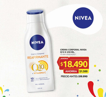 Ara CREMA CORPORAL NIVEA Q10 X 250 ML. oferta
