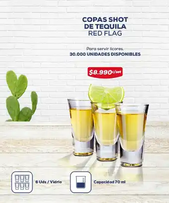 Tiendas D1 COPAS SHOT DE TEQUILA RED FLAG oferta