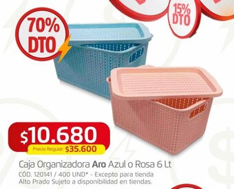 Makro Caja Organizadora Aro Azul o Rosa 6 Lt oferta