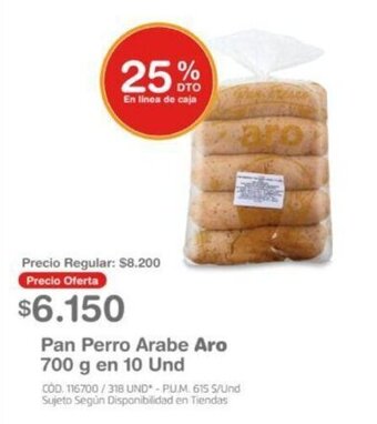 Makro Pan Perro Arabe Aro 700 g en 10 Und oferta