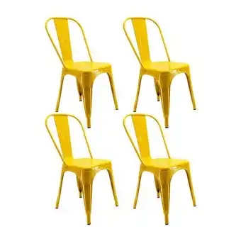 Olímpica Kit x4 sillas tipo tolix metálicas amarillas oferta