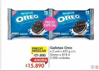 Metro Galletas oreo x 2 und x 432 g c/u oferta