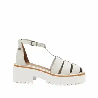 Bon-Bonite Sandalia cangrejera en cuero color blanco puro oferta