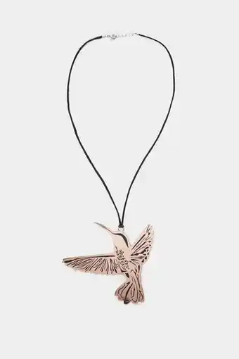 Collar colibrí para mujer grabado con resina