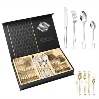 Éxito Juego cubiertos de lujo en acero inoxidable 24 piezas oferta