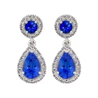 Kevin's Joyeros Aretes en oro blanco de 18 kilates, tiras, con 2 zafiros centrales de 1.20 ct y decoración en diamantes de 0.21 ct oferta