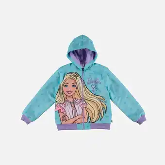 Chaqueta de niña, abierta con chompa azul/morada de barbie