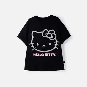 MIC Camiseta de hello kitty, manga corta negra para niña oferta