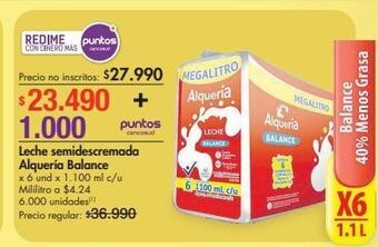 Metro Leche semidescremada alquería x 6un oferta