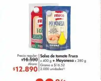 Metro Salsa de tomate fruco x 400g + mayonesa x 380g oferta