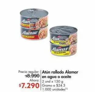 Metro Atún rallado alamar en agua o aceite 2un x 150g oferta