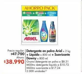 Metro Detergente en polvo ariel x 2kg oferta