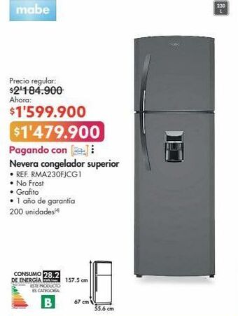 Metro Nevera congelador mabe oferta