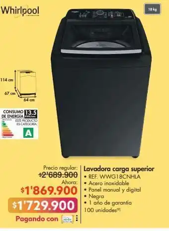 Metro Lavadora whirlpool oferta