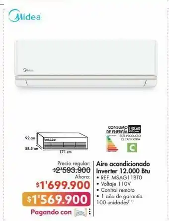 Metro Aire acondicionado midea oferta