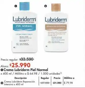 Metro Crema lubriderm pie normal x 400ml oferta