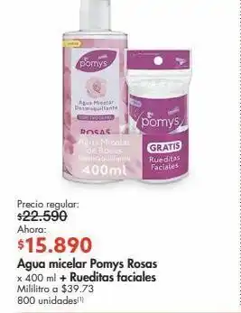 Metro Agua micelar pomys rosas x 400ml oferta