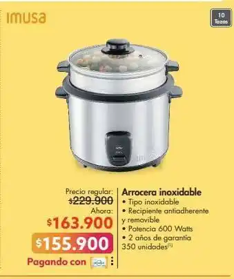 Metro Arrocera inoxidable imusa oferta