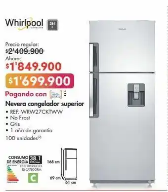 Metro Nevera whirlpool oferta