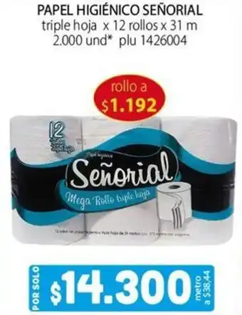 Colsubsidio PAPEL HIGIÉNICO SEÑORIAL triple hoja x 12 rollos x 31 m oferta