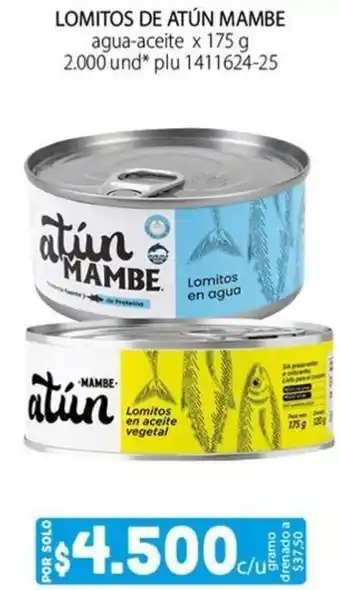 Colsubsidio LOMITOS DE ATÚN MAMBE agua-aceite x 175 g oferta