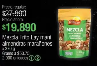 Jumbo Mezcla Frito Lay maní almendras marañones x 370 g oferta