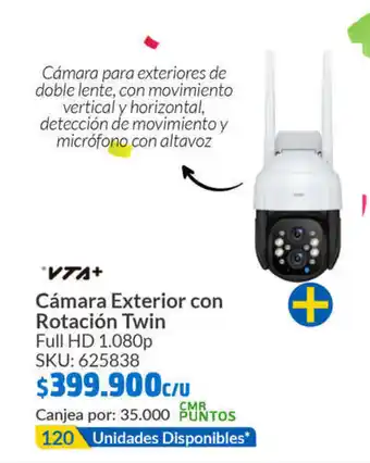 Homecenter VTA+ Cámara Exterior con Rotación Twin Full HD 1.080p SKU: 625838 oferta