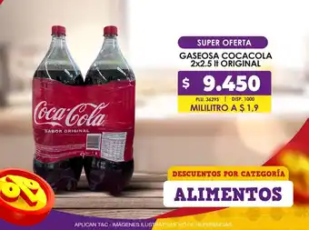 Surtifamiliar GASEOSA COCACOLA 2 x 2.5 It ORIGINAL oferta