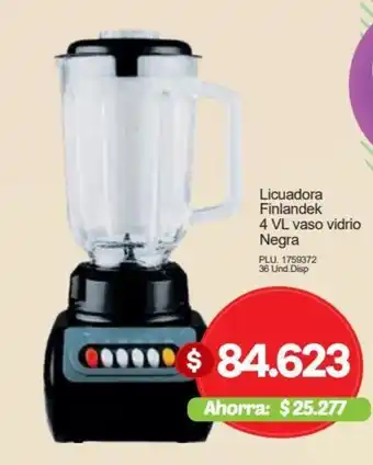 Surtimax Licuadora Finlandek 4 VL vaso vidrio Negra oferta