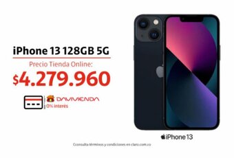 Claro iPhone 13 128GB 5G oferta