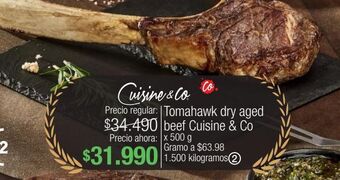 Jumbo Tomahawk dry aged beef cuisine & co x 500g oferta