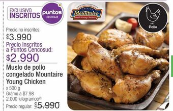 Jumbo Muslo de pollo congelado mountaire young chicken x 500 g oferta
