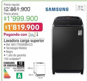 Jumbo Samsung lavadora carga superior • ref. wa17t6260bv/co oferta