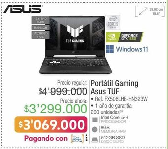 Jumbo Portátil gaming asus tuf • ref. fx506lhb-hn323w oferta