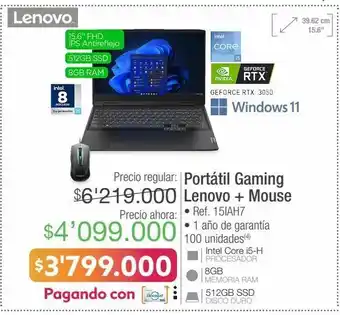 Jumbo Portátil gaming lenovo + mouse • ref. 15iah7 oferta