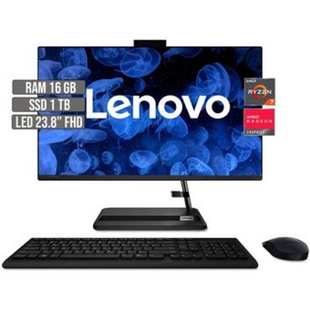 Linio Todo en uno lenovo amd ryzen 7 5700u ssd 1tb ram 16gb led 23.8 fhd oferta