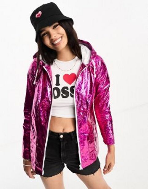 ASOS Brave soul festival hooded rain mac in pink shimmer oferta
