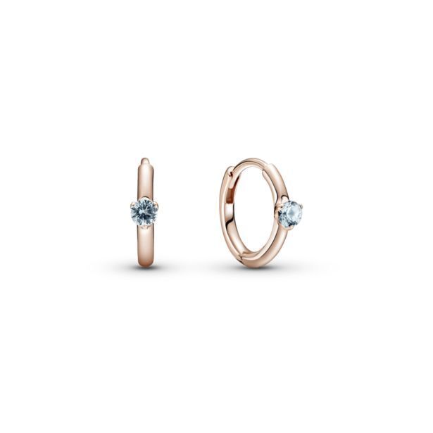 Pandora Aretes de aro tipo huggie solitario azul pálido oferta