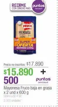 Jumbo Mayonesa fruco baja en grasa x 2 und x 600 g oferta