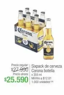 Jumbo Sixpack de cerveza corona botella x 355 ml oferta