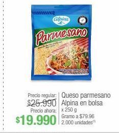 Jumbo Queso parmesano alpina en bolsa x 250 g oferta