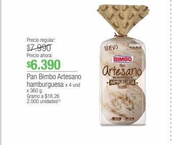 Jumbo Pan bimbo artesano hamburguesa x 4 und x 360 g oferta