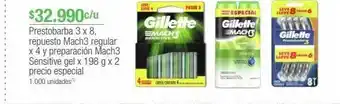 Jumbo Prestobarba 3 x 8, repuesto mach3 regular x 4 y preparación mach3 sensitive gel x 198 g x 2 precio especial oferta