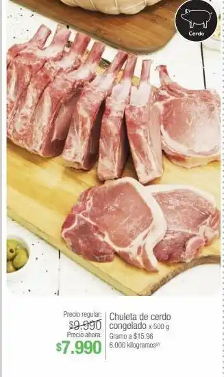 Jumbo Chuleta de cerdo congelado x 500 g oferta