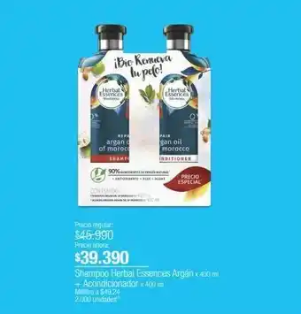 Jumbo Shampoo herbal essences argán x 400 ml + acondicionador x 400 ml oferta